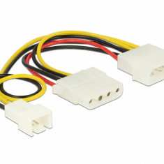 Cablu de alimentare Molex la Molex + ventilator 3 pini 14cm, Delock 83658