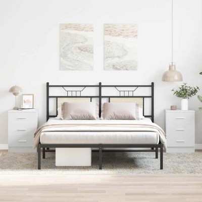 vidaXL Noptiere, 2 buc., alb, 38x35x56 cm, lemn prelucrat 800451 foto