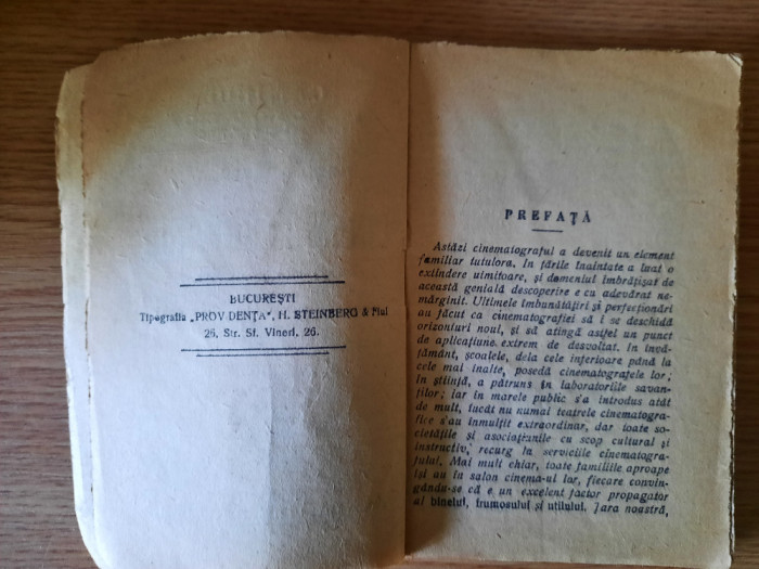 CINEMATOGRAFIA. DESCOPERIREA SI ISTORICUL EI de S. IONESCU - Interbelica