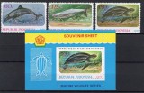 INDONEZIA 1979-FAUNA marina PESTI-Serie completa de 3 timbre si colita