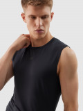 Tank top regular de antrenament din material reciclat pentru bărbați - negru profund, 4F Sportswear