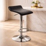 Cumpara ieftin Scaun de bucatarie/bar, Artool, Fort, rotativ, piele ecologica, negru si argintiu, 38x39x84 cm