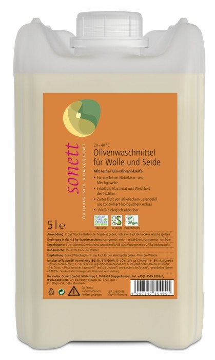 Detergent lichid pentru lana si matase ecologic 5l Sonett
