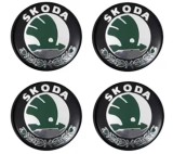 Cumpara ieftin Set 4 Capac Janta Aaliaj SKODA 52MM Interior 56MM exterior, NEGRU cu VERDE