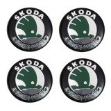 Set 4 Capace Janta Aaliaj SKODA 52MM Interior 56MM exterior, NEGRU cu VERDE