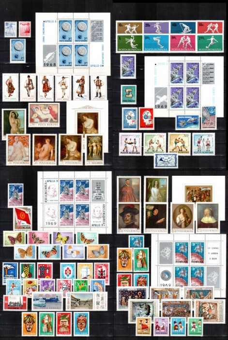 Romania 1969 AN COMPLET! LP 691 - LP 717, 80 timbre + 6 colite, MNH