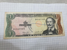bancnota rep. dominicana 1 p 1984 cu stampila foto