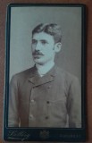 Fotografie tip CDV, barbar cu mustata, inceput de secol XX