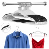Set 20 umerase antiderapante slim, 42 cm, gri, pentru dressing si economie de spatiu