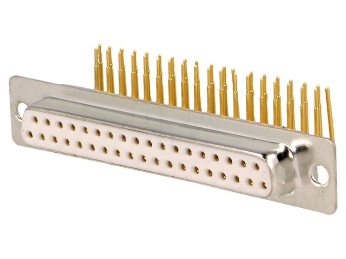 Conector D-Sub mamă 37 pini, 90&deg; THT