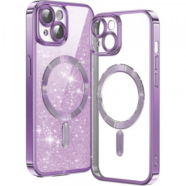 Husa MagSafe pentru Apple iPhone 13, Techsuit, Luxury Glitter, Mov Deschis