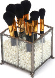 Organizator de machiaj Vintage Make up Brush Holder cu perle albe gratuite - Sma