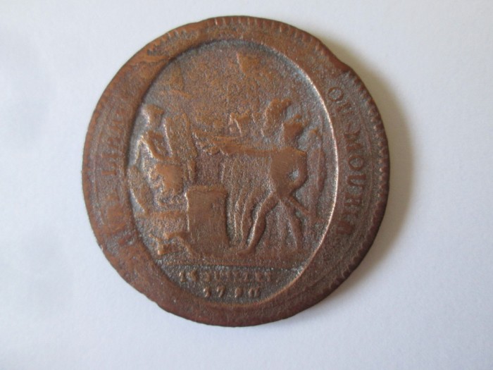 Rara! Franta 5 Sols 1792 banca Monneron,aniversarea a 4 ani de libertate