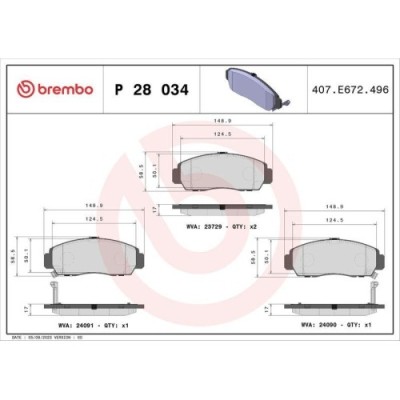 Placute frana Acura Rl 10.95-09.04, Tl (Uc) 10.03-11.12, Tsx (Cl) 10.03-12.08, Tsx (Cu) 01.09-; Honda Accord Ix Saloon (Cr) 09.12-, Accord 7 (Cl Cn) foto