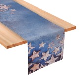 Runner Decorativ de Craciun Albastru cu Stele Aurii, CMCLASS