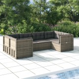 Set Mobilier Gradina vidaXL, 6 Piese, Poliratan Gri, Cu Perne, Canapea Colt, Modular