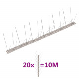 VidaXL Set bandă cu țepi antipăsări cu 4 r&acirc;nduri, 20 buc., oțel, 10 m