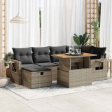 vidaXL Set canapele grădină cu perne 8 piese gri poliratan/lemn acacia 3328033