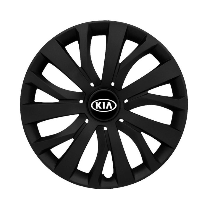 Set 4 capace roti 15 inchi (R15) compatibile KIA, Model - 345 Black Edition