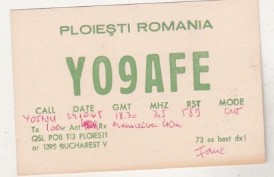 bnk cp Romania - QSL - Ploiesti 1965 foto