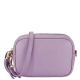 Cumpara ieftin Geanta dama piele naturala mov lavanda de umar casual 14x20x7 cm cu detalii aurii
