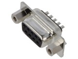 Mufă D-Sub PIN 9 mamă pe cablu lipire neagră, placare aurită