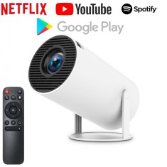 Videoproiector portabil SMART cu Android 13 NETFLIX, YOUTUBE, WI-FI 6, BT 5.0, rezolutie 1280x720 HD, Difuzor incorporat, 160 ANS, support 4k, conexiu