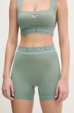 Puma pantaloni scurți de antrenament Lace culoarea verde, cu imprimeu, high waist, 526784
