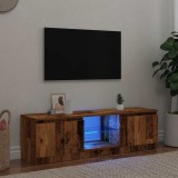 Dulap TV vidaXL Lemn Vechi 140x40x36 cm, LED RGB, Maro, Comoda TV Living