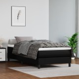 VidaXL Pat box spring cu saltea, negru, 80x200 cm, piele ecologică