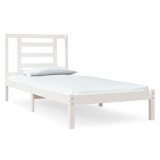 Cumpara ieftin Cadru de pat fara saltea, alb, 90x200 cm, lemn masiv pin