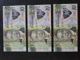 3bancnote &quot;Ten Pula&quot; din Botswana UNC si consecutive