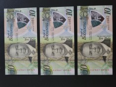 3bancnote &quot;Ten Pula&quot; din Botswana UNC si consecutive