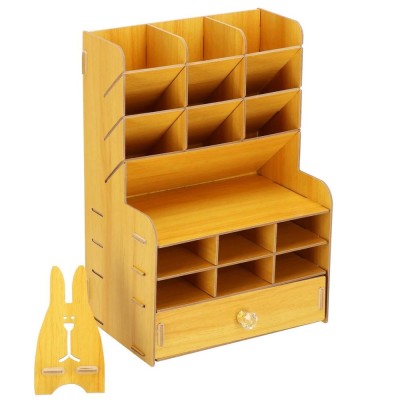 Organizator pentru birou, din lemn, cu 15 compartimente si sertar Household NewTrend foto