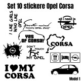 Cumpara ieftin Set 10 Stickere Auto Opel Corsa , Logo si Design Personalizat, Vinil Premium Rezistent la Apa