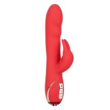 Vibrator cu stimulator JACK RABBIT Heated Silicone Ultra-Soft Rabbit, cu funcție de &icirc;ncălzire, 14 funcții de vibrație, roșu