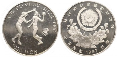 Korea de Sud 1987 - 1000 won, Jocurile Olimpice, handbal, UNC foto