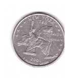 Moneda SUA 25 centi/quarter dollar 2001 D, New York 1788, stare buna, curata, America de Nord, Nichel