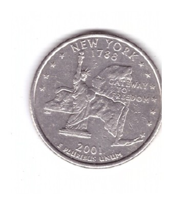 Moneda SUA 25 centi/quarter dollar 2001 D, New York 1788, stare buna, curata foto