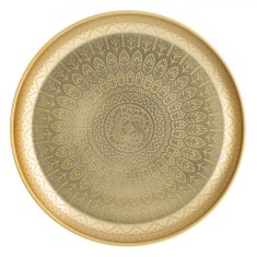 Platou Decorativ, Model Mandala, Metal, Culoare Auriu, Diametru 30cm, &Icirc;nălțime 3cm
