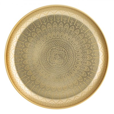 Platou Decorativ, Model Mandala, Metal, Culoare Auriu, Diametru 30cm, &amp;Icirc;nălțime 3cm foto