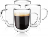 Saf Căni de cafea din sticlă dublu perete (450ml), izolat termic Borosilicat Gl