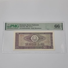 BANCNOTA UNC 10 LEI 1966 GRADATA PMG 66 EPQ