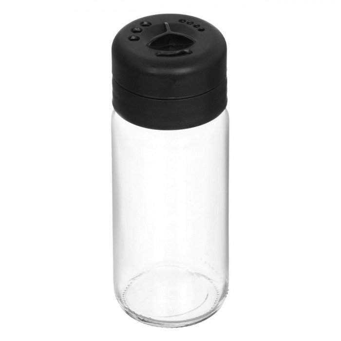 Recipient Condimente Sticlă, Capac Negru, Capacitate 245ml, Diametru 5.5cm, &Icirc;nălțime 15cm