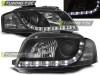 Faruri Tuning Daylight Audi A3 8P Negre cu Lupa, Fundal Negru, Becuri H7/H1, LED, Omologare E-Mark