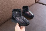 Cizme negre imblanite cu sclipici (Marime Disponibila: Marimea 30)