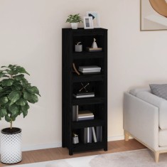 Gossi biblioteca, negru, 50x35x154 cm, lemn masiv de pin