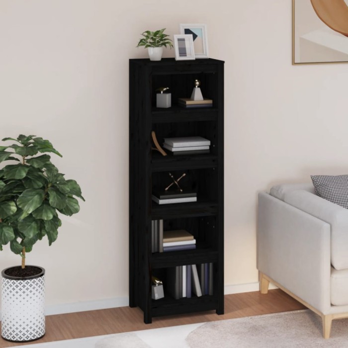 vidaXL Bibliotecă, negru, 50x35x154 cm, lemn masiv de pin 821718