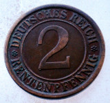 7.707 GERMANIA WEIMAR 2 RENTENPFENNIG 1924 J, Europa, Bronz