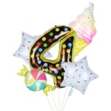 Balon folie gigant cifra 4, inaltime 80 cm, decor baloane party candy, gogoasa, inghetata, Idei